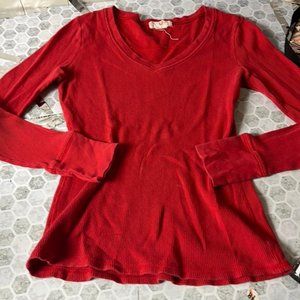 OP Large Red Long Sleeve V Neck T Shirt